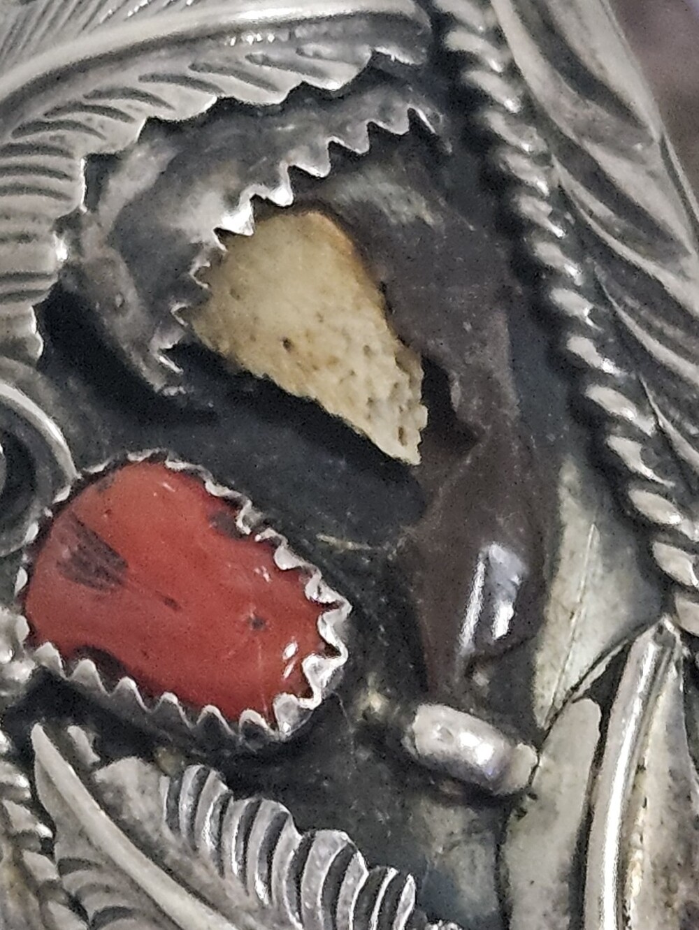 Vintage Handmade Sterling Silver Navajo Cuff Bracelet Turquoise Coral Stones - Picture 16 of 16